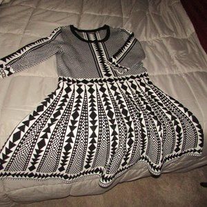 NINA LEONARD KNIT DRESS SZ XL BLACK & OFF WHITE